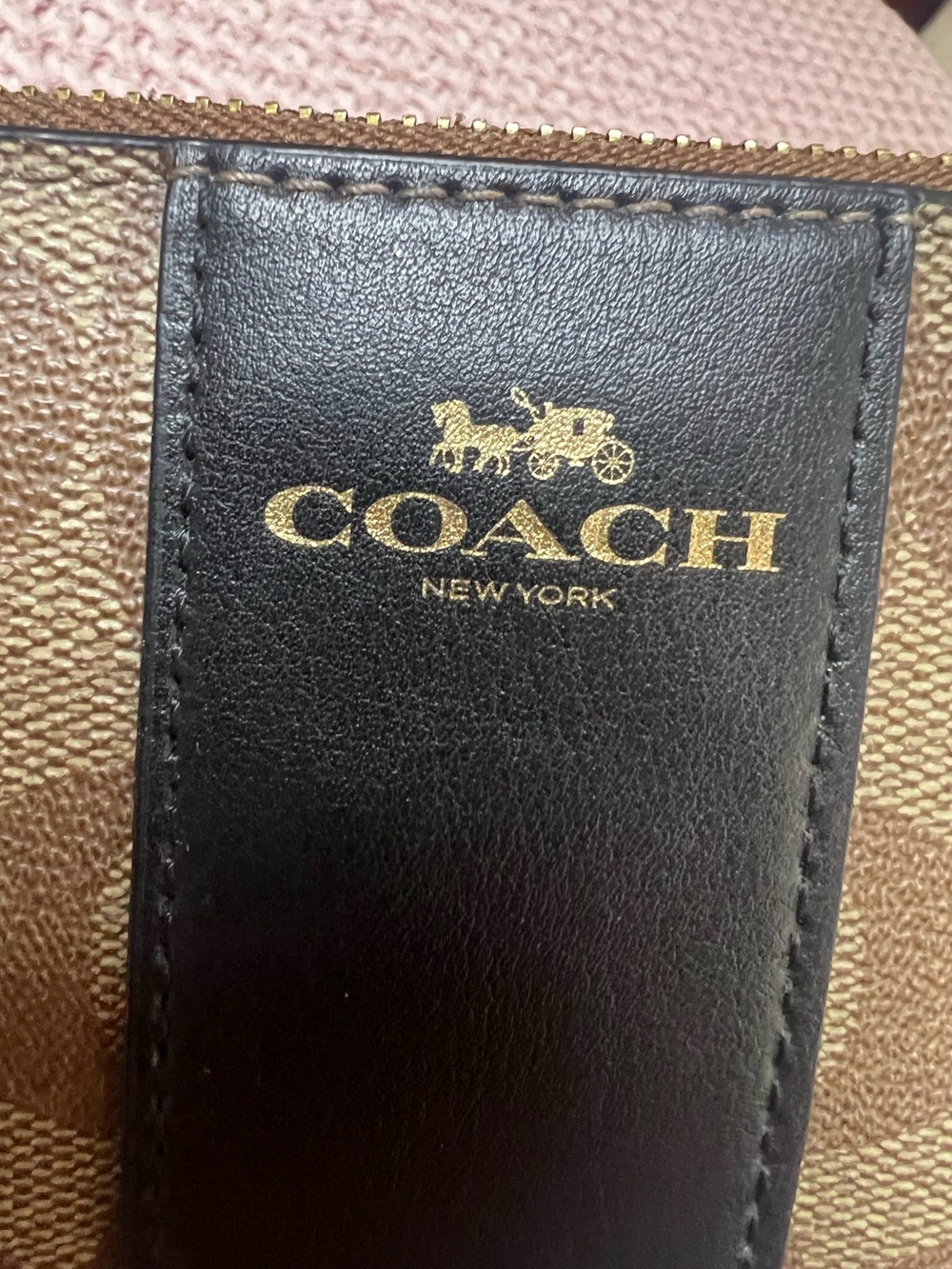 Coach Signature Corner Zip Canvas Wristlet - Picture 6 of 10